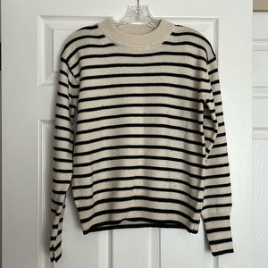 H&M Beige Black Striped Sweater S